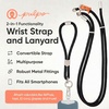 image:imagePulpo 2 in 1 Anti Theft Phone Lanyard and Wrist Strap for iPhone and Android Adjustable Cell Phone Leash and Universal Tether Hands Free Strap for Travel Running and Everyday Use BlackBlack