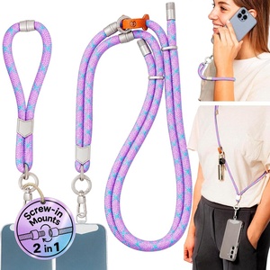 image:imagePulpo 2 in 1 Anti Theft Phone Lanyard and Wrist Strap for iPhone and Android Adjustable Cell Phone Leash and Universal Tether Hands Free Strap for Travel Running and Everyday Use BlackLavender  Blue