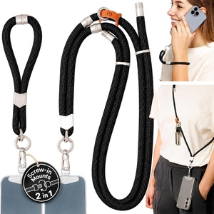 image:imagePulpo 2 in 1 Anti Theft Phone Lanyard and Wrist Strap for iPhone and Android Adjustable Cell Phone Leash and Universal Tether Hands Free Strap for Travel Running and Everyday Use BlackBlack